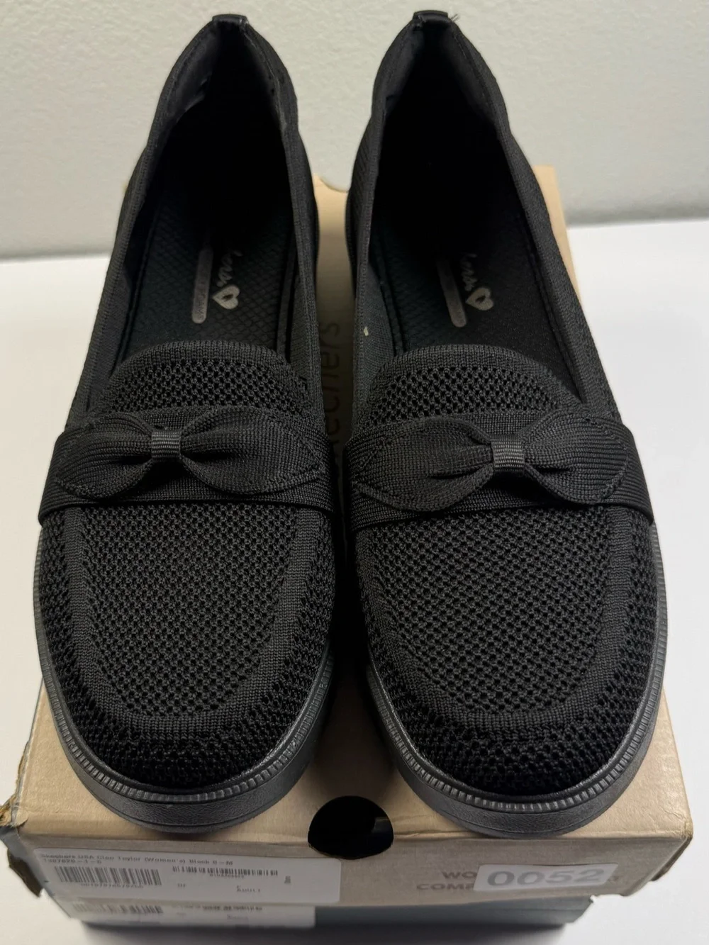 Skechers Black Knit Bow Loafers